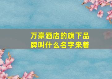 万豪酒店的旗下品牌叫什么名字来着