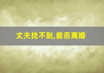 丈夫找不到,能否离婚