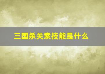 三国杀关索技能是什么