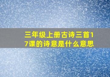 三年级上册古诗三首17课的诗意是什么意思