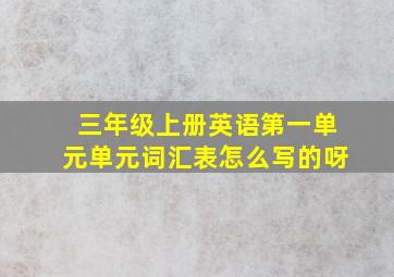 三年级上册英语第一单元单元词汇表怎么写的呀