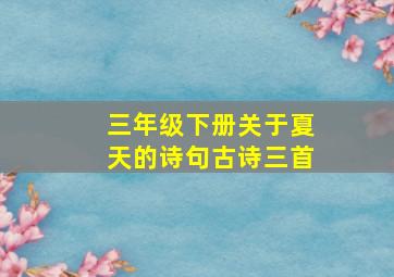 三年级下册关于夏天的诗句古诗三首