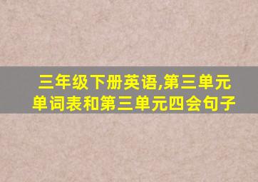 三年级下册英语,第三单元单词表和第三单元四会句子