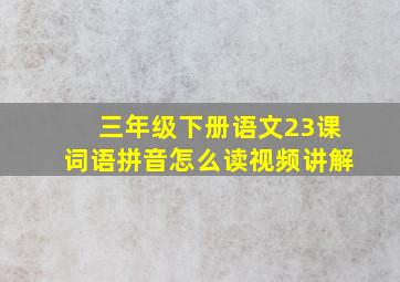 三年级下册语文23课词语拼音怎么读视频讲解