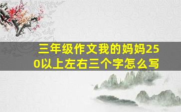 三年级作文我的妈妈250以上左右三个字怎么写