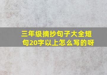 三年级摘抄句子大全短句20字以上怎么写的呀