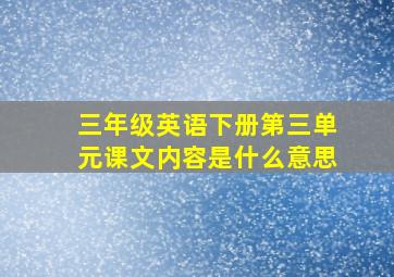 三年级英语下册第三单元课文内容是什么意思