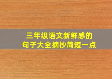 三年级语文新鲜感的句子大全摘抄简短一点