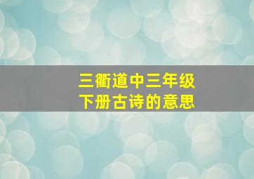 三衢道中三年级下册古诗的意思