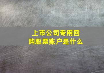 上市公司专用回购股票账户是什么