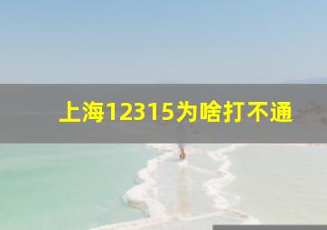 上海12315为啥打不通