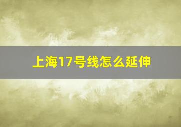 上海17号线怎么延伸