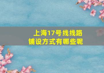 上海17号线线路铺设方式有哪些呢