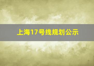 上海17号线规划公示