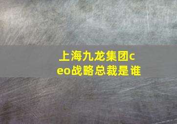 上海九龙集团ceo战略总裁是谁