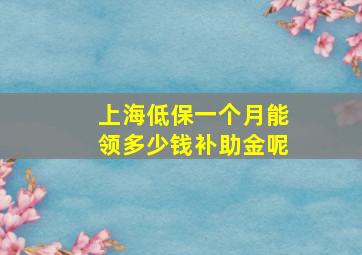 上海低保一个月能领多少钱补助金呢