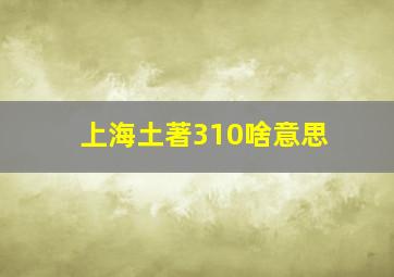 上海土著310啥意思