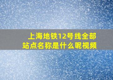 上海地铁12号线全部站点名称是什么呢视频