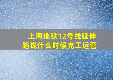 上海地铁12号线延伸路线什么时候完工运营