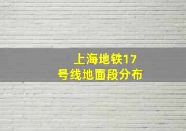 上海地铁17号线地面段分布