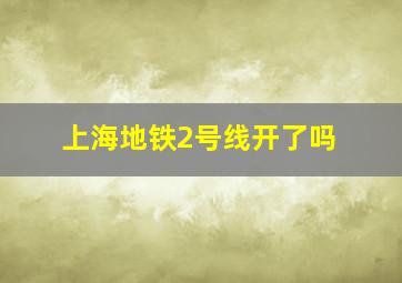 上海地铁2号线开了吗