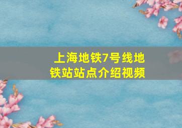 上海地铁7号线地铁站站点介绍视频