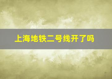 上海地铁二号线开了吗