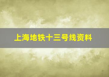 上海地铁十三号线资料