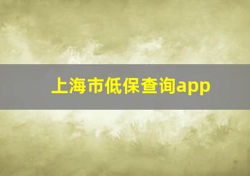 上海市低保查询app