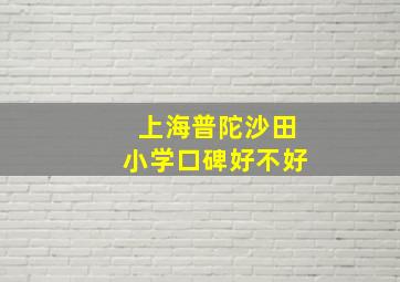 上海普陀沙田小学口碑好不好