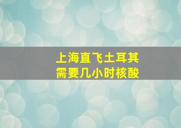 上海直飞土耳其需要几小时核酸