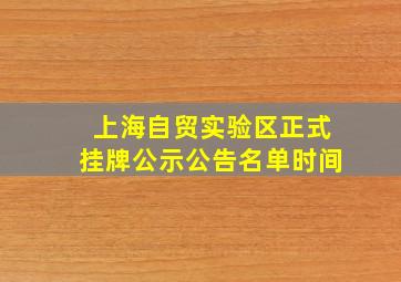 上海自贸实验区正式挂牌公示公告名单时间