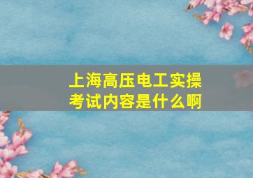 上海高压电工实操考试内容是什么啊