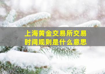 上海黄金交易所交易时间规则是什么意思