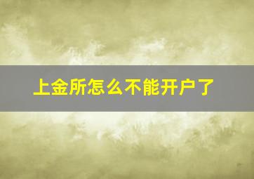 上金所怎么不能开户了