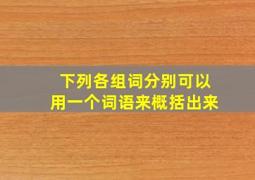 下列各组词分别可以用一个词语来概括出来