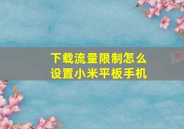 下载流量限制怎么设置小米平板手机