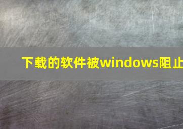 下载的软件被windows阻止