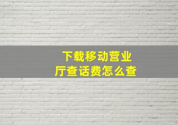 下载移动营业厅查话费怎么查