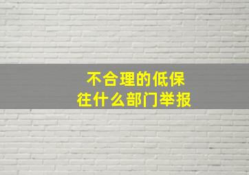 不合理的低保往什么部门举报