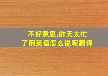 不好意思,昨天太忙了用英语怎么说呢翻译