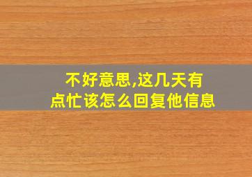 不好意思,这几天有点忙该怎么回复他信息