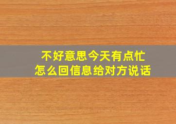 不好意思今天有点忙怎么回信息给对方说话