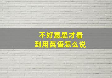 不好意思才看到用英语怎么说