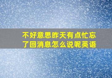 不好意思昨天有点忙忘了回消息怎么说呢英语