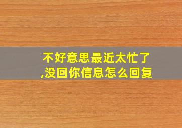 不好意思最近太忙了,没回你信息怎么回复