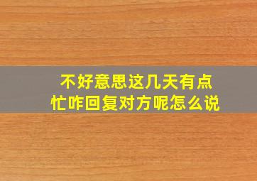 不好意思这几天有点忙咋回复对方呢怎么说