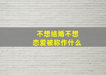 不想结婚不想恋爱被称作什么