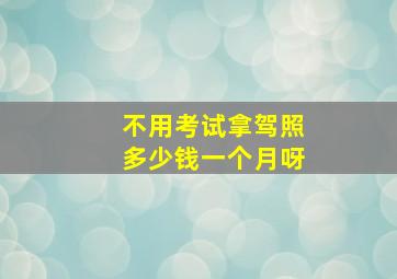 不用考试拿驾照多少钱一个月呀