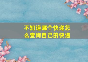 不知道哪个快递怎么查询自己的快递